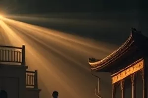 公路片《北纬三十度》封面，盘山公路上行驶的旧越野车
